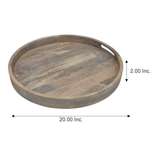 Black  Bleached Mango Wood Tray Black, 20"