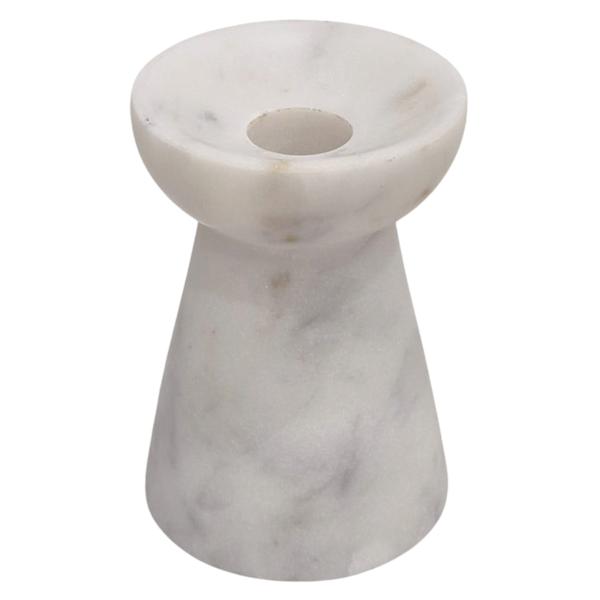White Marble Taper Candle Holder, 4"