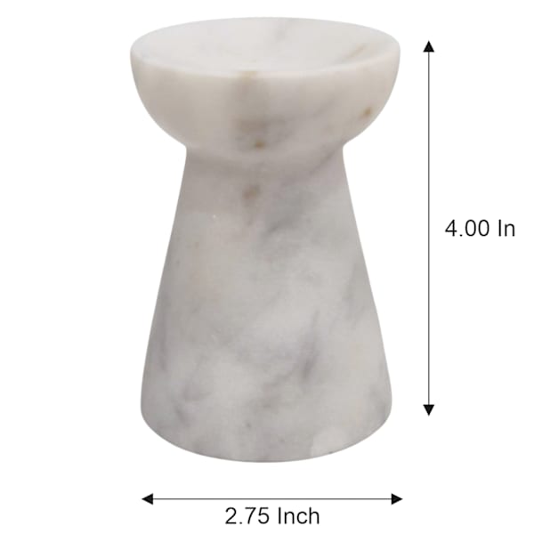 White Marble Taper Candle Holder, 4"