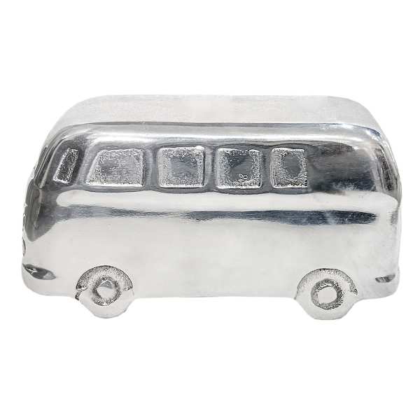 Silver Aluminum Bus Figurine, 8"