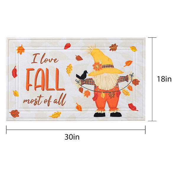 Homespun Harvest Scarecrow Gnome Fall Selma Doormat, 18x30