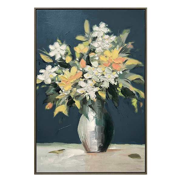 Framed Flowers in Vase Hand Painted Wall Art, 24x36