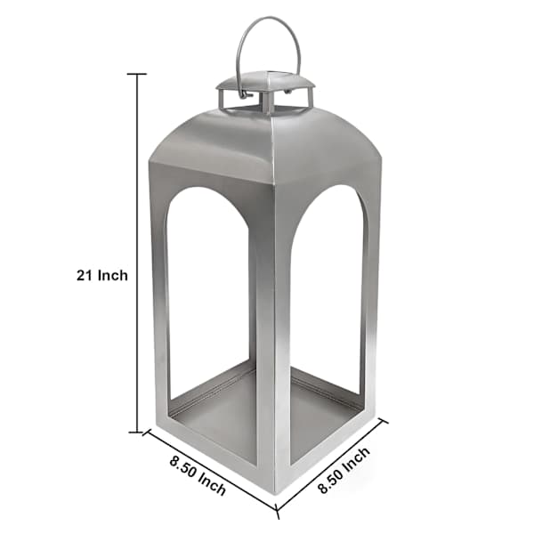 Silver Metal Lantern, 21"
