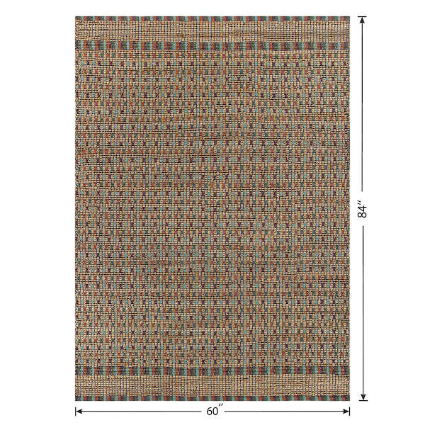 (B910) Multicolor Handloom Natural Area Rug, 5x7