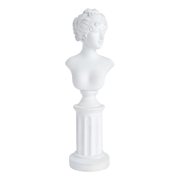 White Flocked Pedestal Bust Figurine, 4x12
