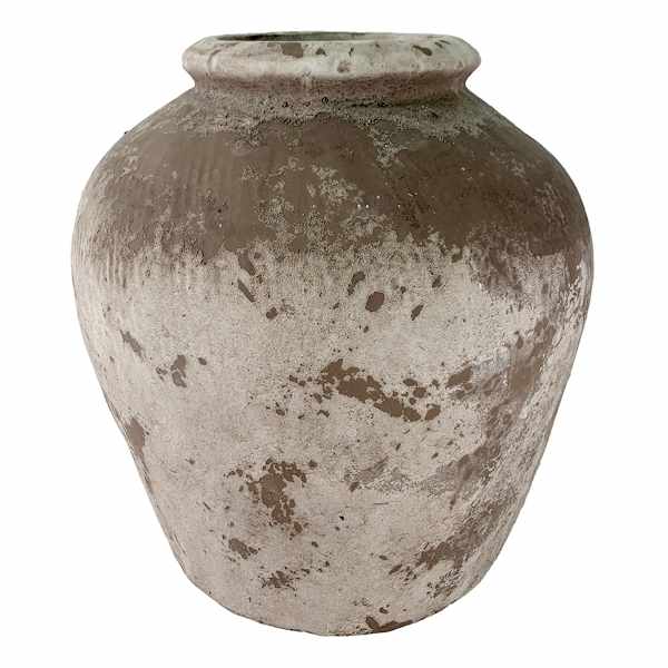 Matte Brown Reactive Ceramic Vase, 11"