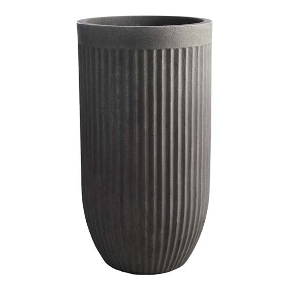 Japi Dark Grey Tall Fluted Outdoor Planter, Small