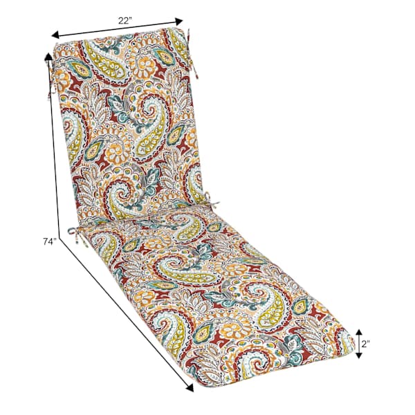 Paisley Chili Outdoor Chaise Lounge Cushion