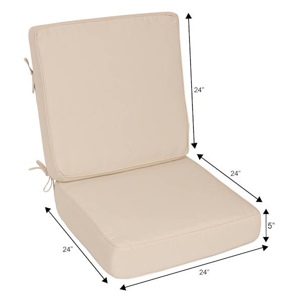 2-Piece Canvas Natural Deep Seat Cushion