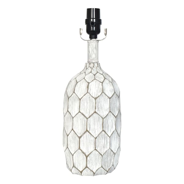 White Distressed Honeycomb Small Lamp Base, 15"