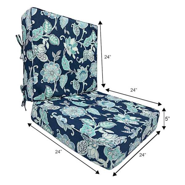 Providence 2-Piece Positano Navy Blue Outdoor Deep Seat Cushion