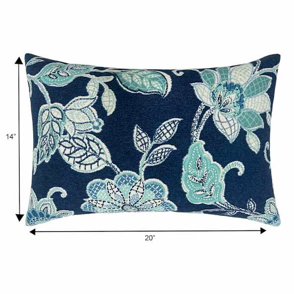 Positano Navy Blue Lumbar Outdoor Throw Pillow, 14x20