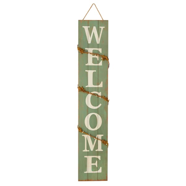 Welcome Green Wooden Outdoor Sign, 42"