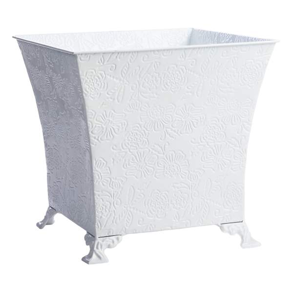 Providence White Metal Outdoor Planter, Medium