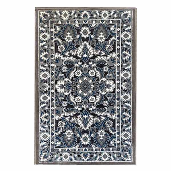 Arrington Taupe & Blue Traditional Border Washable Accent Rug, 26x45