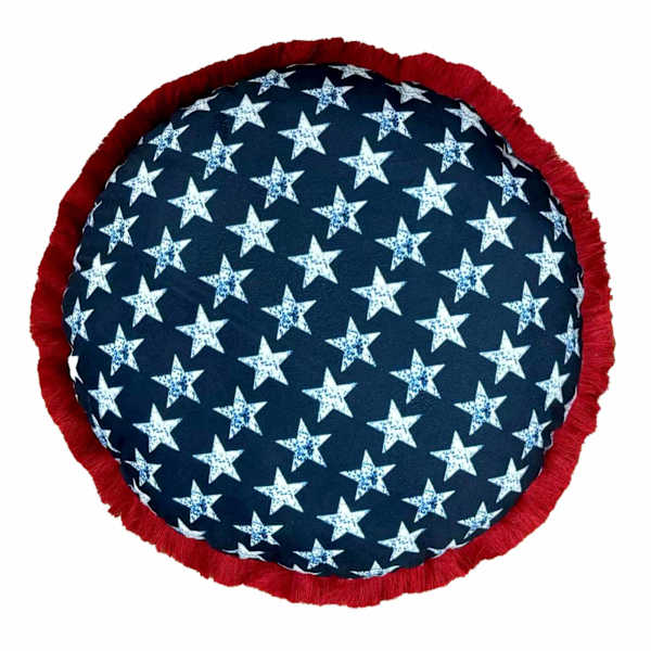 Honeybloom Patriotic Stars Round Fringe Throw Pillow, 16"
