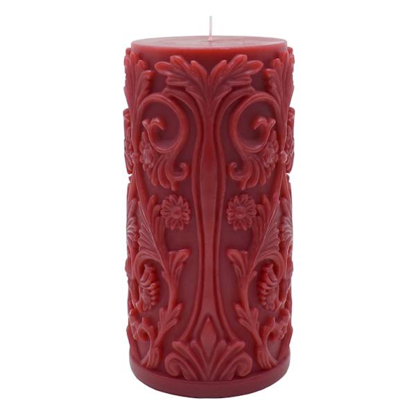 Midnight Shadows Red Ornate Halloween Pillar Candle, 3x6