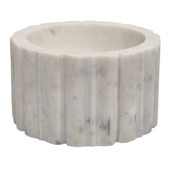 White Marble Bowl with Ribbed Edges, 6"