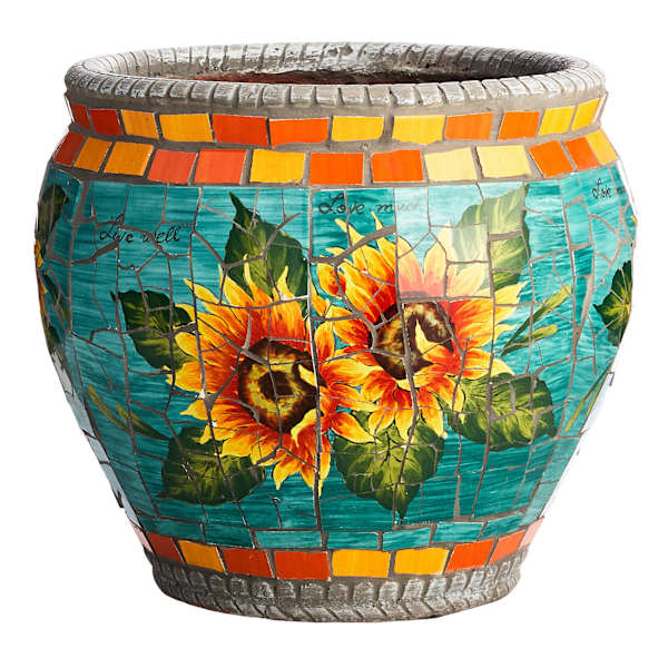 Sunflower Mosaic Tile Ceramic Planter