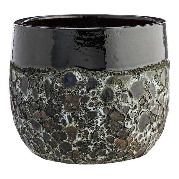 Black Lava Ceramic Outdoor Planter, Medium