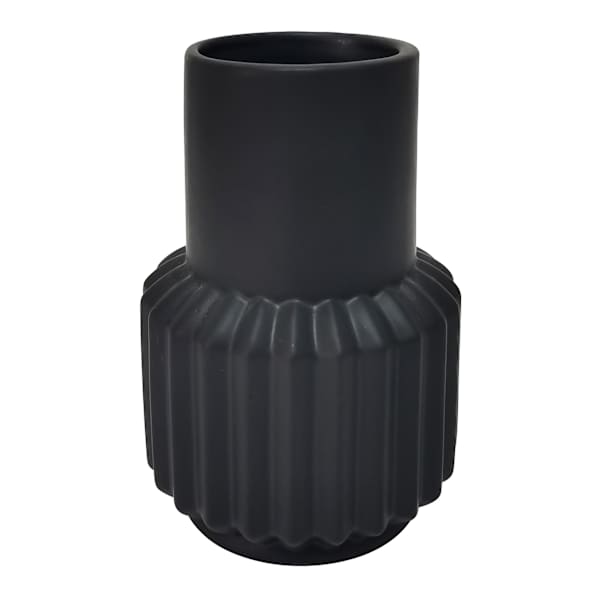 Black Ceramic Vase, 6"