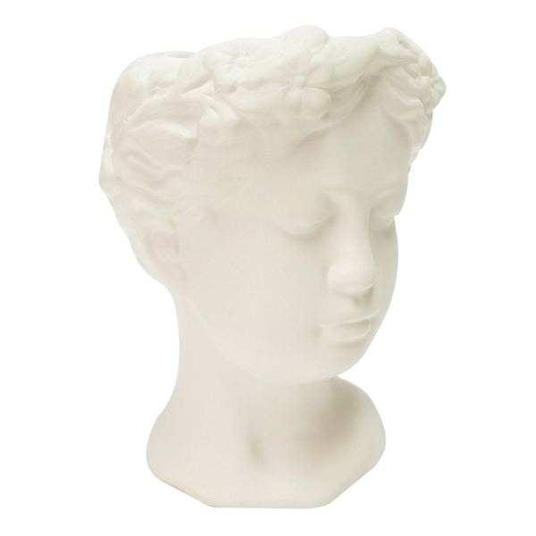 White Ceramic Vase, 7"