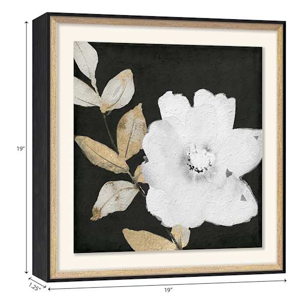 Glass Framed Floral Print Wall Art, 19"