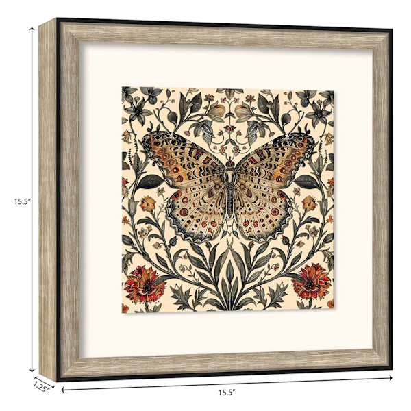 Glass Framed 3D Butterfly Print Wall Art, 16"