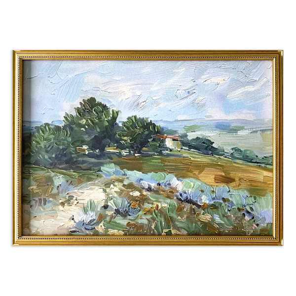 Framed Fieldscape with Handpaint Wall Art, 18x24