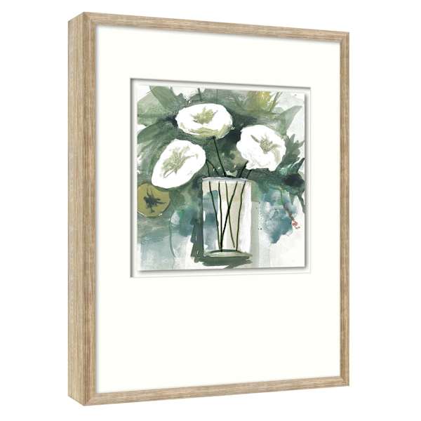 Glass Framed Floral Print Wall Art, 19x25