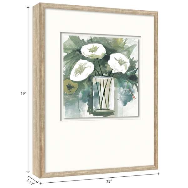 Glass Framed Floral Print Wall Art, 19x25