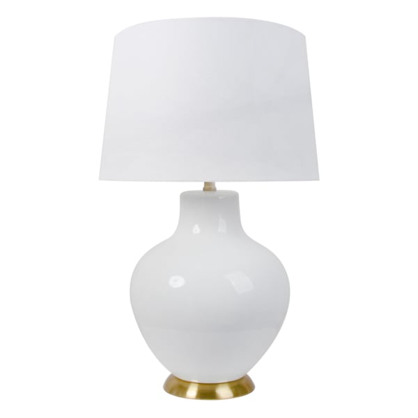 White Ceramic Oversized Lamp with Shade, 27"