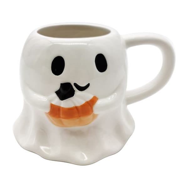 Happy Haunting Ghost Holding Candy Corn Mug, 15oz