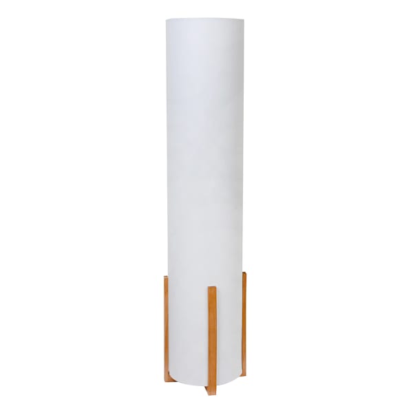 Off White Shade Uplight with Brown Wood Trim, 43"