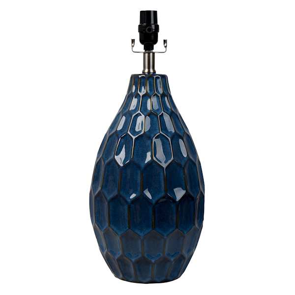 Navy Ceramic Honeycomb Medium Table Lamp Base, 20"
