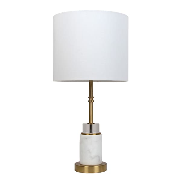 Marble & Metal Stacked Medium Lamp with Shade, 24"