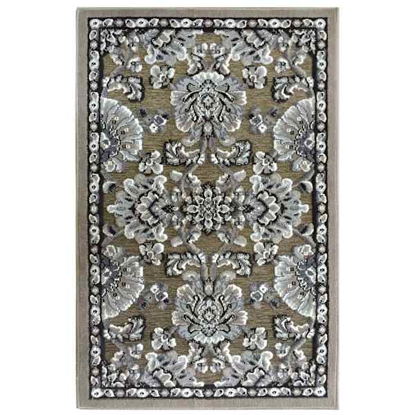 Arrington Grey & Spice Floral Damask High-Low Washable Accent Rug, 2x4