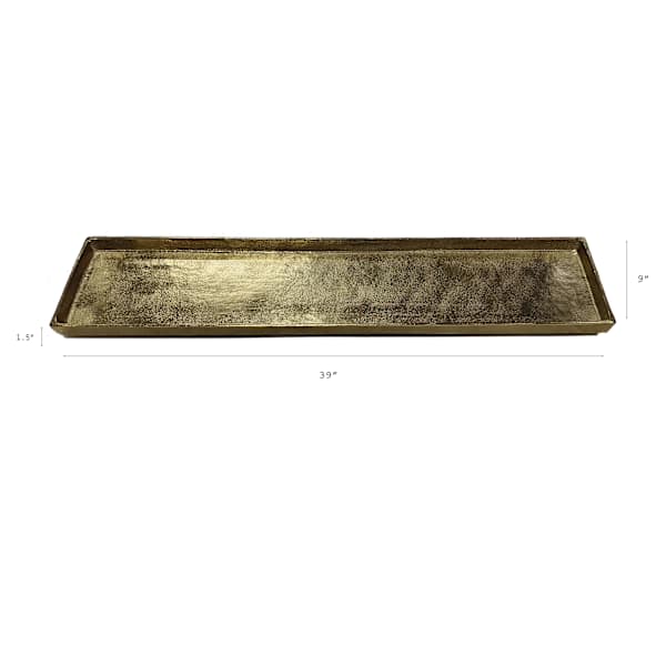 Gold Cast Aluminum Rectangle Tray, 39x9