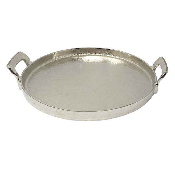 Round Silver Cast Aluminum Tray, 16"