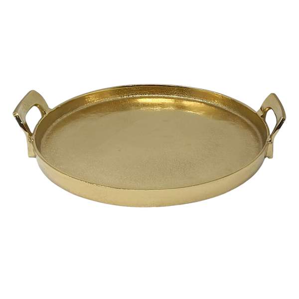 Gold Cast Round Aluminum Tray, 16"