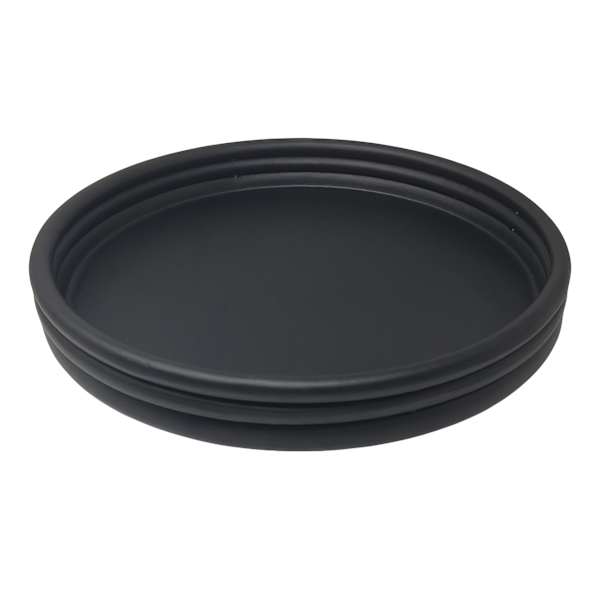 Black Round Ribbed Cast Aluminum Tray, 14"