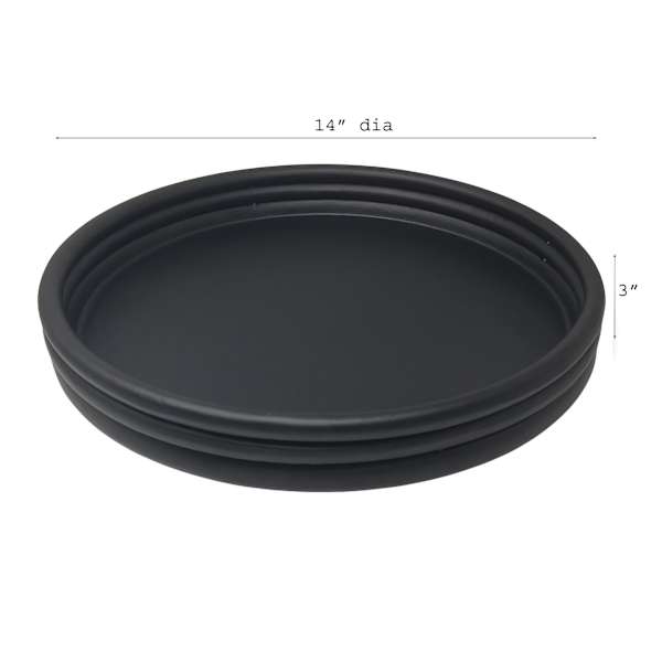Black Round Ribbed Cast Aluminum Tray, 14"