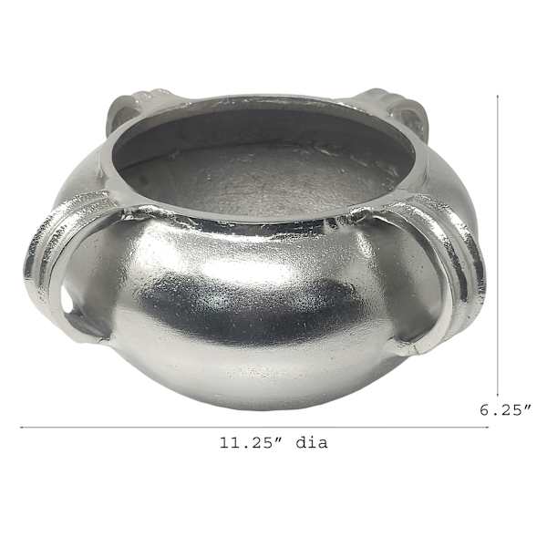 Silver Aluminum Handle Bowl Vase, 11.5"