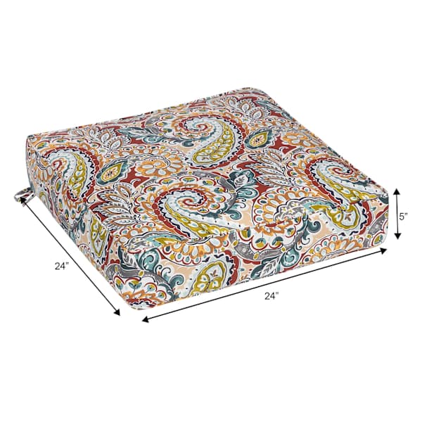 Paisley Chili Outdoor Deep Seat Cushion