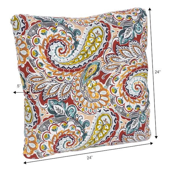 Paisley Chili Outdoor Tufted Back Cushion