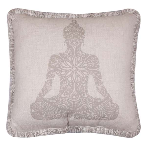Found & Fable Budha Print Cotton Slub Throw Pillow, 18"