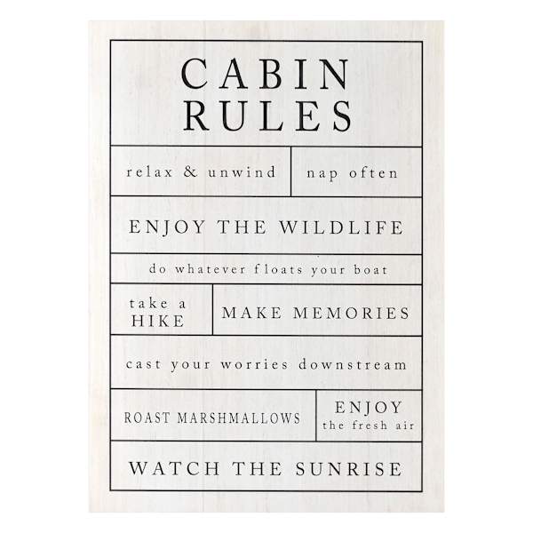 Lake & Lodge Cabin Rules Wall Art, 13x18