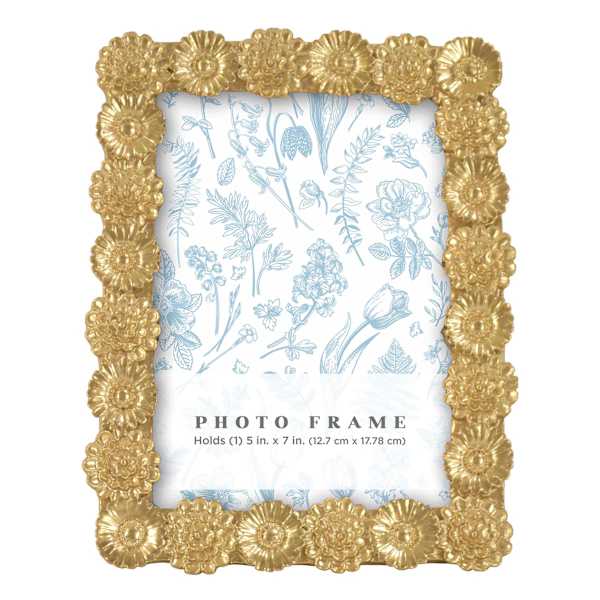 Gold Flower Resin Tabletop Frame, 5x7