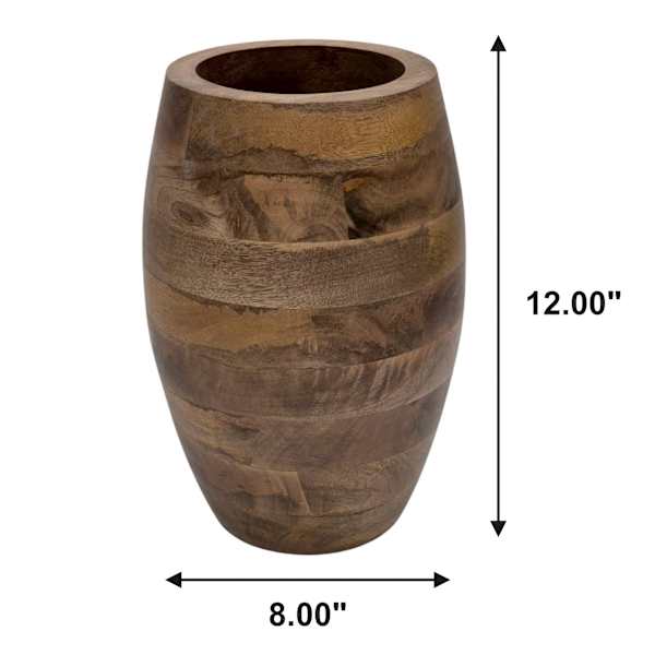 Mango Wood Flower Vase, 12"