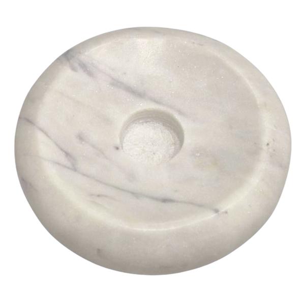 White Marble Taper Candle Plate, 4"